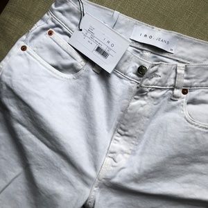 IRO Straight Leg High Rise Distressed Near White